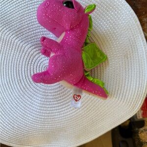 Ty Pink Sparkle Dragon Plush with Green Wings